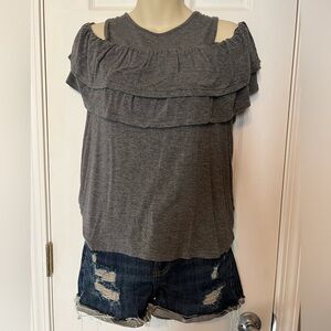 Grayson Threads Hello gorgeous grey off the shoulder shirt